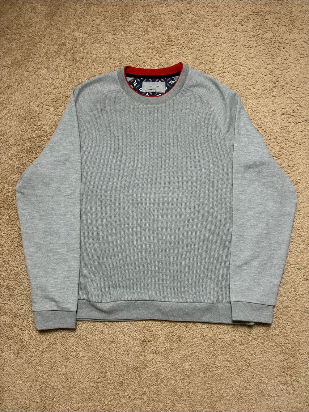 Ted Baker Light Grey Crewneck Long Sleeve Lightweight Sweatshirt Size 7